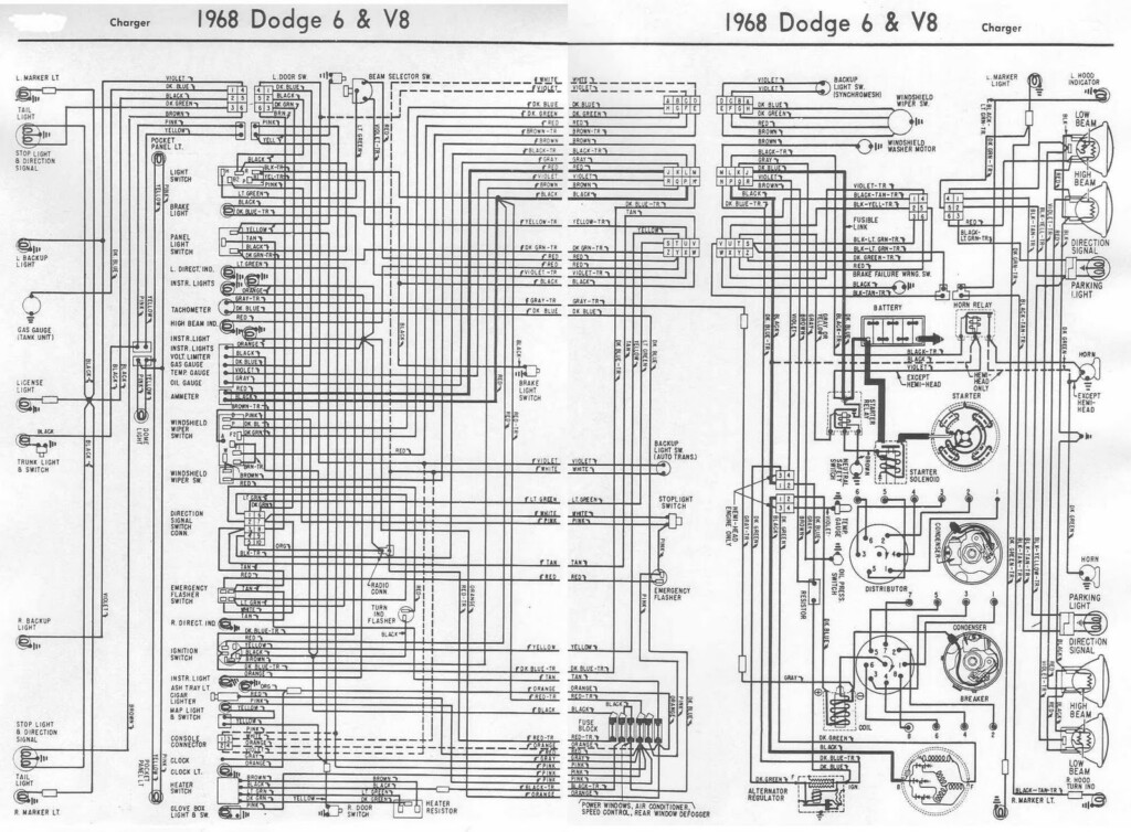 Dodge Charger 1968 6 And V8 Complete Electrical Wiring Diagram All 
