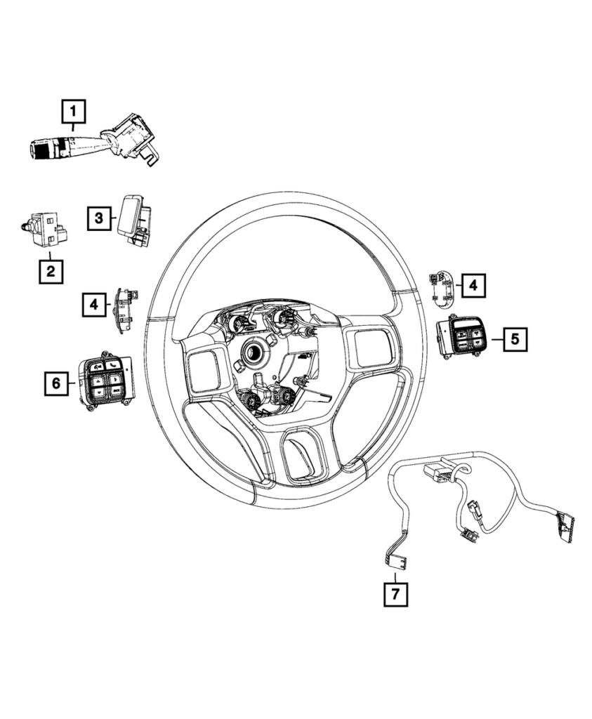 OEM NEW Mopar 12 20 Ram 1500 Classic 2500 3500 Steering Wheel Wiring  - Ram 1500 Oem Stereo Wiring Diagram